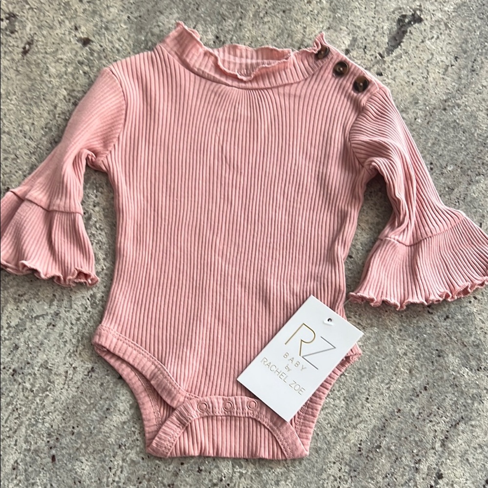 Rachel Zoe Baby Pink Bodysuit with Ruffled Sleeves